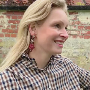 Vorbestellbar - Verspielte Soutache-Ohrclips in Rot und Brauntönen