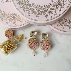 Vorbestellbar - Schlichte Soutache-Ohrringe in Rosa und Champagner