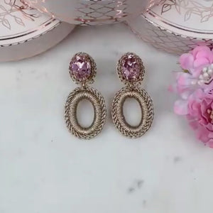 Glamouröse Soutache-Ohrringe in Rosa und Champagner
