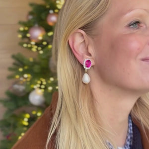 Edel funkelnde Ohrclips in Pink mit leichtem Baumwolltropfen