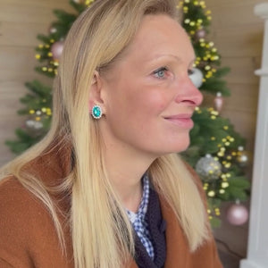 Ovale Ohrstecker aus Glas-Kristallen in Blau