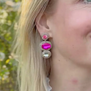 Funkelnde Statement-Ohrringe in Rosa, Pink und Champagner