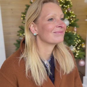 Runde Ohrstecker aus Glas-Kristallen in Hellblau