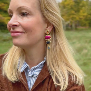 Elegante Soutacheohrringe mit Elementen in Pink und Blau