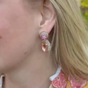 Elegante Soutache-Ohrringe in Pink, Pfirsichorange und Champagner