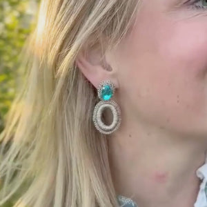 Glamouröse Soutache-Ohrringe in Blau und Champagner