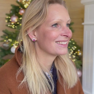 Runde Ohrstecker aus Glas-Kristallen in Rosa