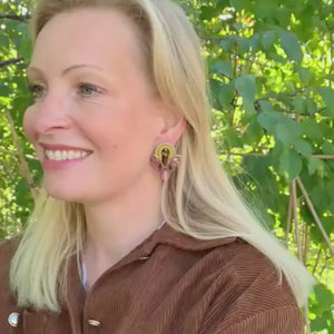 Vorbestellbar - Modische Soutache-Ohrringe in Gelb und Rosa