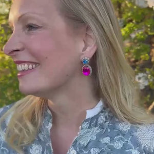 Elegante Soutache-Ohrringe Blau, Pink und Champagner