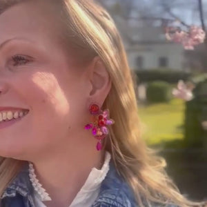 Auffällige Soutache-Ohrringe in Rosa, Gelb, Grün und Flieder