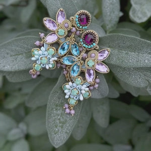 Große Soutache-Ohrringe in pastelligem Magenta, Rosa und Hellblau