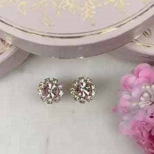 Runde Ohrstecker aus Glas-Kristallen in Rosa