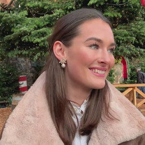 Kleine funkelnde Glas-Kristall-Ohrstecker mit Perle