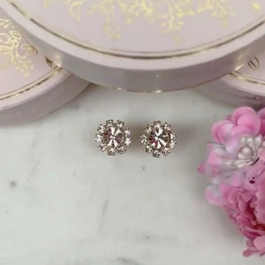 Runde Ohrstecker aus Glas-Kristallen in Champagner