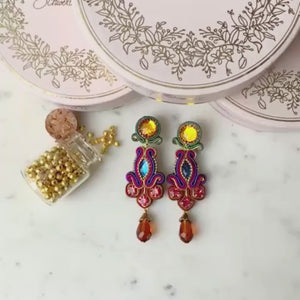 Vorbestellbar - Edle Soutache-Tropfenohrclips in bunten Farben