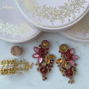 Vorbestellbar - Große Soutache-Ohrringe in pastelligem Braun, Rosa und Orange