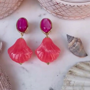 Sommerliche Muschel-Ohrringe in Pink und Grapefruitpink