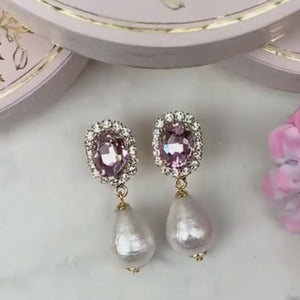 Edel funkelnde Ohrstecker in Rosa mit leichtem Baumwolltropfen