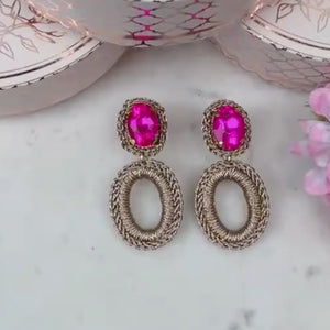 Glamouröse Soutache-Ohrringe in Pink und Champagner