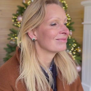 Runde Ohrstecker aus Glas-Kristallen in Dunkelblau