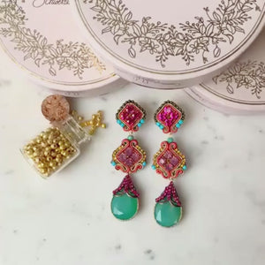 Vorbestellbar - Leuchtende Soutache-Ohrclips in Pink, Türkis, Blau und Orange