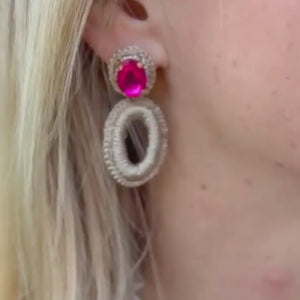 Glamouröse Soutache-Ohrringe in Pink und Champagner