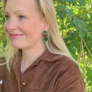 Vorbestellbar - Schlichte Soutache-Ohrringe in Dunkelgrün