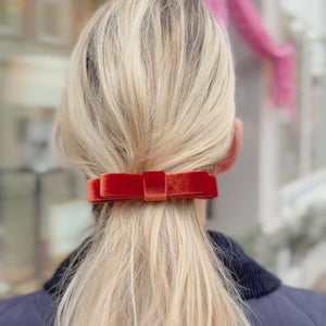 Haarspange mit Samt-Schleife in Orange