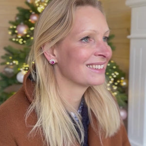 Runde Ohrstecker aus Glas-Kristallen in Pink