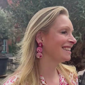 Funkelnde Statement-Ohrringe mit Kreisen in Pink und Rosa