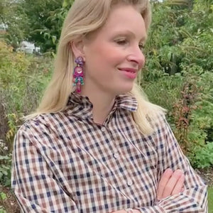 Vorbestellbar - Farbenfrohe Soutache-Ohrringe in Pink, Grün, Blau und Violett