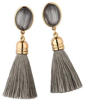 Vergoldete Ohrringe mit grauer Quaste von AmuseToi als Ohrclips